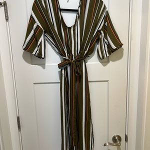 Green Striped Midi Dress
